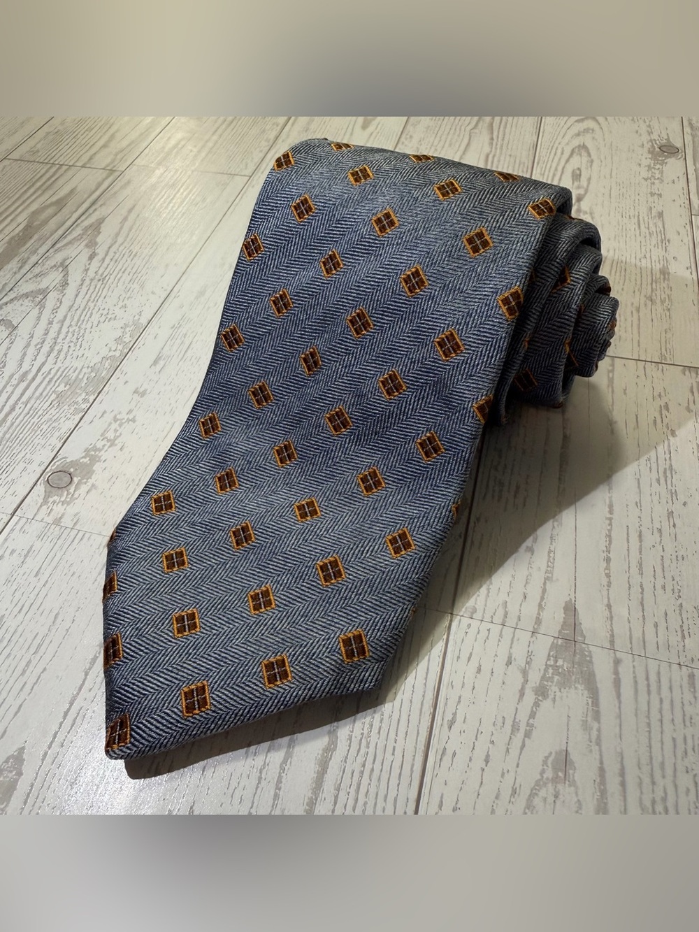 Pal Zileri Gruppo Forall Silk Tie, Blue Herringbone Geometric, Made in Italy